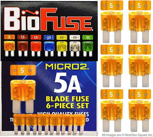 Micro2 APT ATR 6 piezas 5A fusibles automotrices (juego de 6 fusibles Micro 2 cuchillas) transparentes y claramente marcados