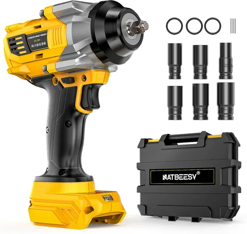 Miniatura 10 de NATBEESY Llave de impacto compatible con batería DeWalt 20V MAX: destornillador de anillo de cerdo de 1/2 pulgada - 1000N.m (750 pies-libras)