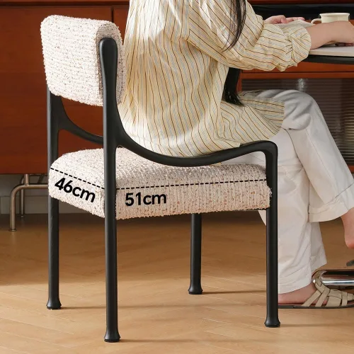 Miniatura 8 de sillas de comedor Silla de comedor retro de madera con respaldo tapizado y asiento curvos reposabrazos cocina moderna