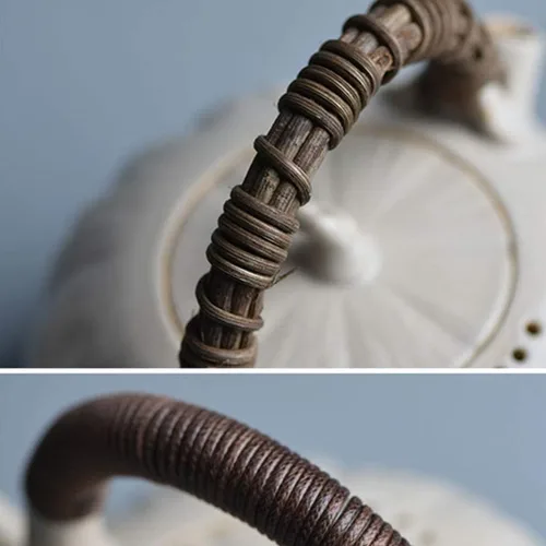 Miniatura 5 de LIOONS Tetera de té de grado alimenticio, tetera de cerámica, caldera de calabaza, tetera de agua caliente, tetera de gran capacidad, tetera hecha a