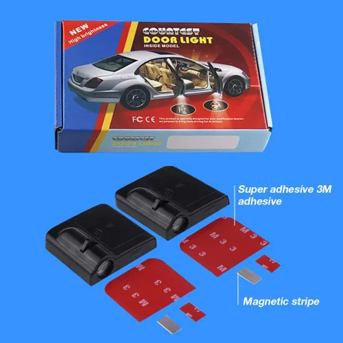 Miniatura 7 de 2 luces para puerta de automóvil, proyector de logotipo, esqueleto de calavera, universal, inalámbrico, para puerta de automóvil, luces LED