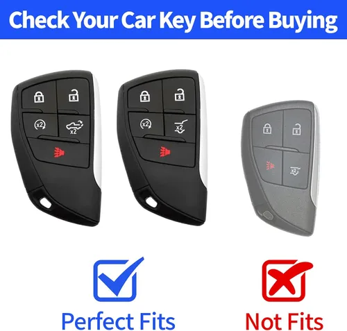 Miniatura 2 de Funda para llavero de Chevy con llavero de cuero carcasa de llave de TPU suave compatible con Chevrolet 2021 2022 2023 2024 Suburban Tahoe Silverado