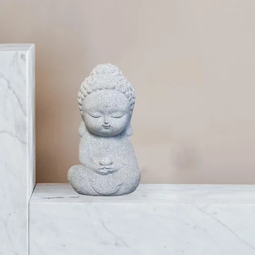 Miniatura 4 de Estatua de Buda de meditación, mini estatuas de decoración de Buda de piedra arenisca zen sentada para el hogar, escritorio, colección de decoración
