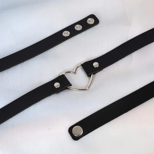 Miniatura 7 de Sinvini Gargantilla de cuero ajustable con corazón de amor punk PU collar gótico Egirl accesorios suave collar cadena para las mujeres