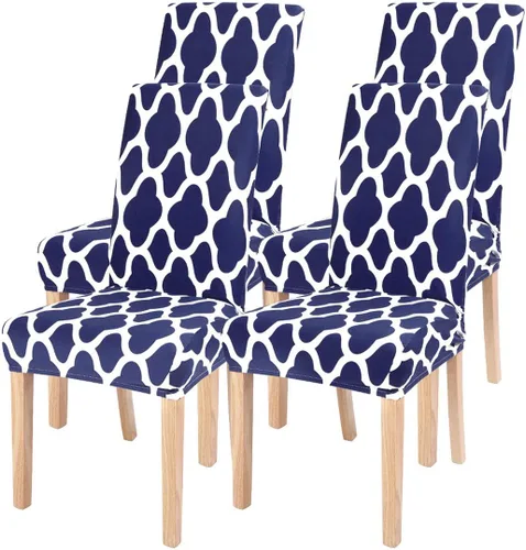Miniatura 29 de SearchI Juego de 4 fundas para sillas de comedor, elásticas con estampado floral, fundas deslizables para sillas Parsons de spandex, removibles