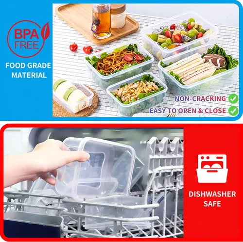 Miniatura 4 de 40 recipientes reutilizables de almacenamiento de alimentos con tapas herméticas, 100% de plástico a prueba de fugas, organizador de cocina de grado