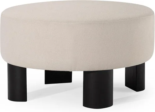 Maven Lane Celia - Otomano tapizado redondo grande y contemporáneo, reposapiés acolchado para sofá o silla con patas de madera en acabado negro