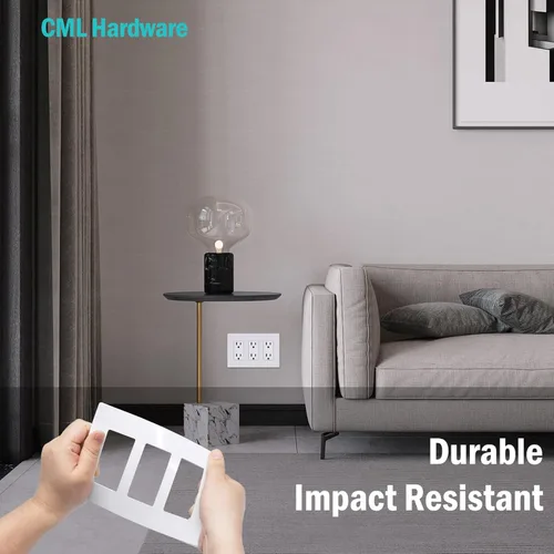 Miniatura 3 de CML - Placa de pared decorativa sin tornillos de 3 segmentos, paquete de 2 cubiertas para interruptores de luz, cubierta de receptáculo de toma