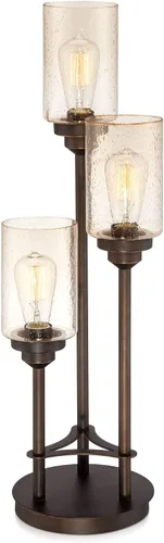 Miniatura 6 de Franklin Iron Works Libby - Lámpara de mesa moderna industrial rústica de 30 pulgadas de alto, tamaño completo, metal de bronce, 3 luces LED