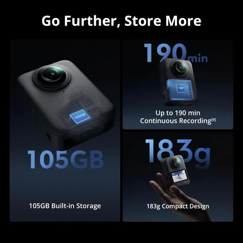 Miniatura 6 de DJI Osmo 360 Camera Adventure Combo, cámara de acción impermeable 8K 360° con imagen 360° de sensor de 1 pulgada, duración extendida de batería
