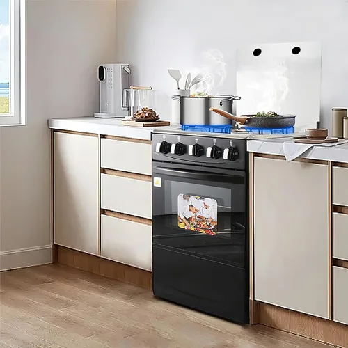 Miniatura 5 de Estufa de gas portátil de 20" - Equipada con 4 quemadores de bobina y horno de acero inoxidable (Negro: encendido automático)