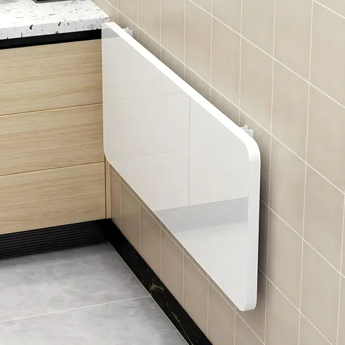 Mesa flotante plegable para colgar en la pared, mesa resistente y estable para comedor, escritorio de madera pequeño, blanco, plata, 47 x 20