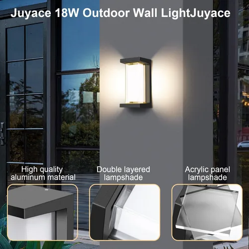 Miniatura 5 de Juyace Accesorios de iluminación exterior de 18 W, paquete de 6 luces económicas para porche al aire libre, apliques negros modernos, montaje