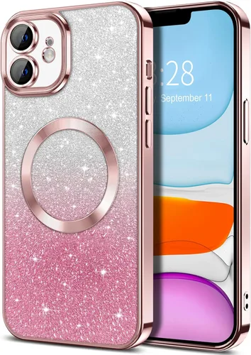 Miniatura 95 de Hython Funda para iPhone 13 Pro transparente con purpurina magnética [compatible con MagSafe] Protector completo de lente de cámara delgado