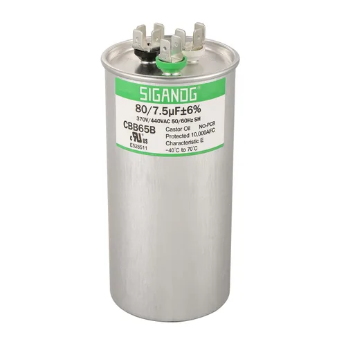 Miniatura 40 de 80/5 uF 80+5 MFD 370V o 440V CBB65 Capacitor Redondo de Arranque de Doble Funcionamiento 80 5 uF MFD 370 440 Voltios VAC para Condensador