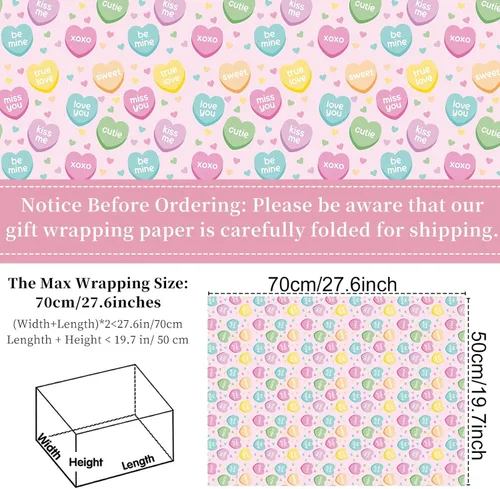 Miniatura 2 de Ywdbzjhs 10 hojas de papel de regalo de corazón para conversación del día de la madre, no se enrolla, 19.7 x 27.6 pulgadas, patrones románticos