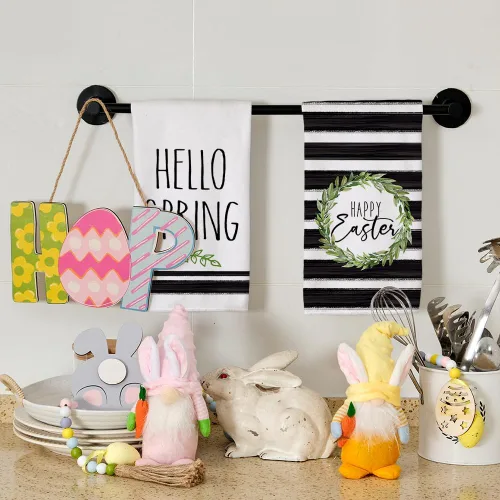 Miniatura 2 de ARKENY Juego de 2 toallas de cocina de Pascua, 18 x 26 pulgadas, ultra absorbentes, paño de secado de barra, feliz Pascua, color verde
