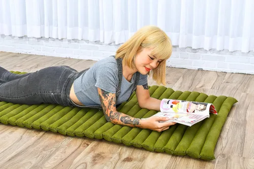 Miniatura 6 de Leewadee - Colchón de suelo plegable - Futón japonés enrollable - Alfombra de tatami de triple pliegue - Cama de piso para invitados - Colchón