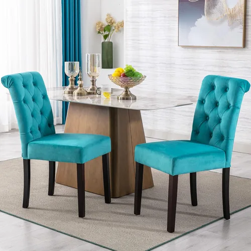 Miniatura 19 de Juego de 2 sillas de comedor tapizadas de piel sintética, sillas Parsons con respaldo alto, sillas laterales sin brazos para cocina y comedor