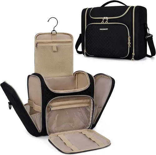 BAGSMART - Estuche de viaje para artículos de aseo personal para mujeres, neceser impermeable para cosméticos y maquillaje, organizador de viaje de