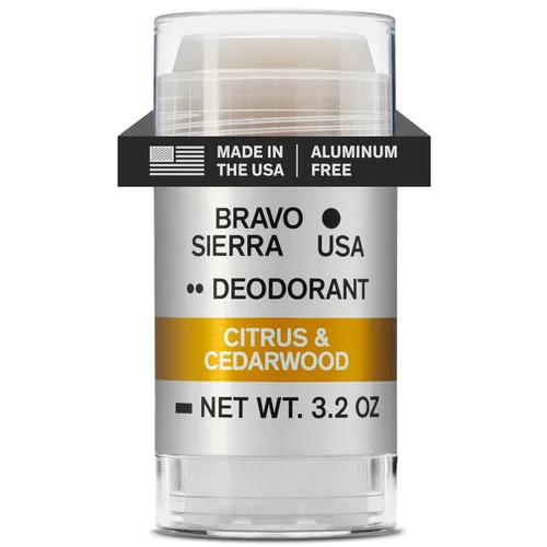 Bravo Sierra - Desodorante sin aluminio para hombres, paquete de 1, contiene ingredientes naturales, protección duradera contra olores y sudor
