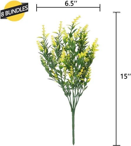 Miniatura 7 de GREENRAIN 8 ramilletes de flores artificiales de lavanda 3#amarillo
