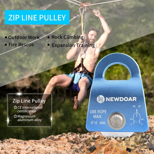 Miniatura 6 de NewDoar Micro Mobile Single Polea, 20kN (4500 lb) Max Rope 1/2 in para aparejos arboristas escalada rescate, certificado CE