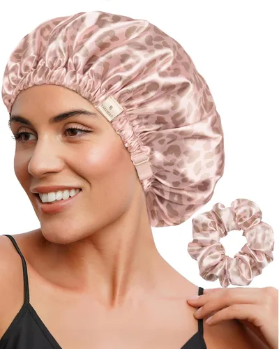 Miniatura 9 de YANIBEST Gorro de satén ajustable de doble capa para dormir, gorro para el cabello para mujeres con cabello rizado natural, color salvia
