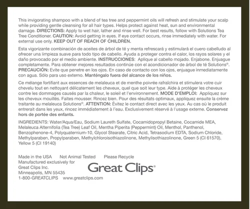 Miniatura 5 de GREAT CLIPS Solutions Tea Tree Shampoo 12 fl oz Tratamiento natural para el cuero cabelludo seco y la caspa con aceites esenciales vigorizantes