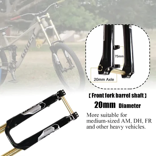 Miniatura 4 de BUCKLOS 26 27.5 29 MTB bicicleta suspensión horquilla 7.087 in viaje, bicicleta de aleación de magnesio cuesta abajo tenedores 0.787 in eje, 1-1/8
