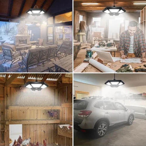 Miniatura 7 de AEQ - Luz solar de cobertizo para interiores y exteriores, funciona durante el día con control remoto, iluminación de 360°, impermeable, luces