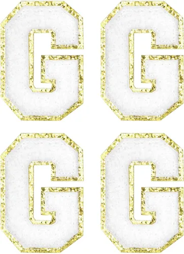 Miniatura 11 de MECCANIXITY 4 parches de letras de felpilla termo-adhesivas con letras del alfabeto blanco, talla M, 3 pulgadas de altura para ropa, zapatos