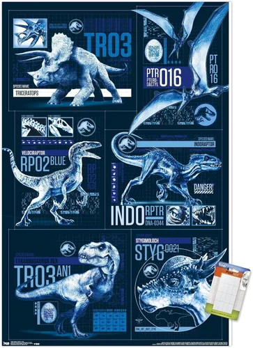 Miniatura 19 de Trends International Jurassic World: Fallen Kingdom - Póster de pared con cuadrícula, 14.725 x 22.375 pulgadas, versión enmarcada de madera