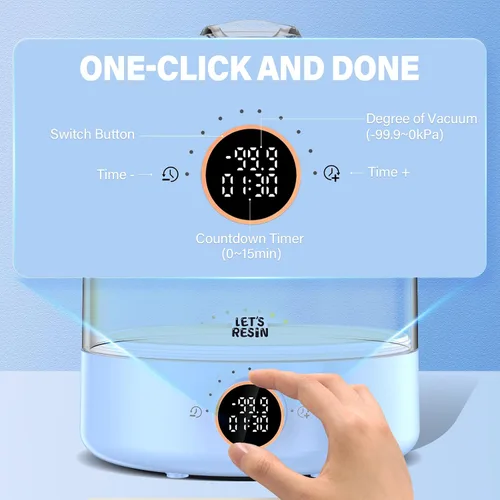 Miniatura 4 de LET'S RESIN - Removedor de burbujas de resina Airzero, elimina el 99% de burbujas en 5-9 minutos, 99 Kpa con pantalla digital, mayor capacidad