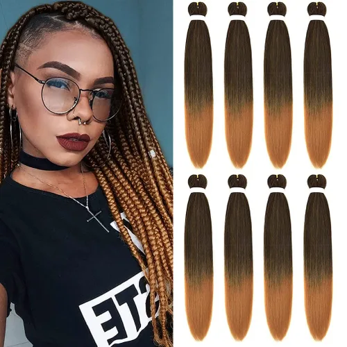 Miniatura 43 de 8 paquetes de extensiones preestiradas - 16 pulgadas de cabello trenzado premium, 55G/paquete, sin picazón, fijación en agua caliente, textura Perm