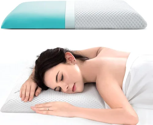 Almohada de espuma viscoelástica ultra fina y plana de 2.4 pulgadas de alto, almohada delgada y fina de perfil bajo para dormir boca abajo, para