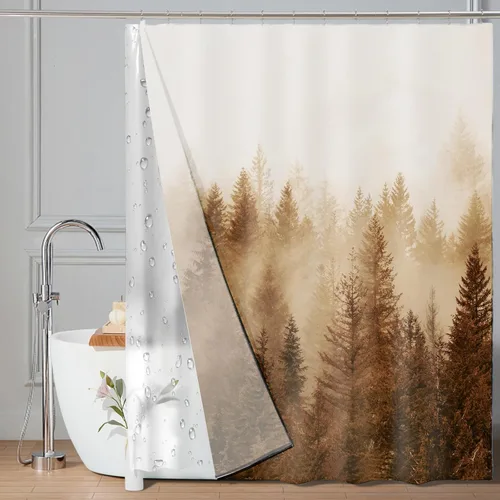 Miniatura 15 de ORTIGIA Juego de cortina de ducha pequeña 3 en 1 y forro de PEVA transparente, 36 x 72 pulgadas de ancho medio con 6 ganchos de doble cara, cortinas