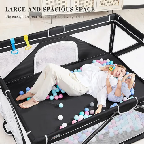 Miniatura 6 de ANGELBLISS Corralito plegable para bebés y niños pequeños, centro de actividades para bebés en interiores y exteriores con malla transpirable