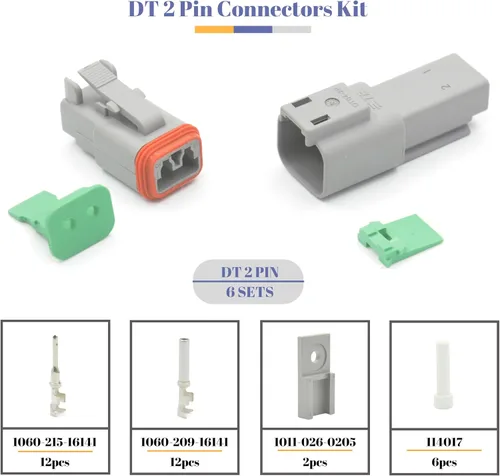 Miniatura 2 de Deutsch - Kit de conectores de 215 piezas, 12 juegos de 2, 3, 4, 6, 8, 12 pines con tamaño 16 contactos estampados, 14-20AWG Serie DT sellados