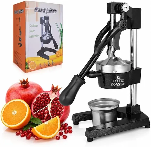 Exprimidor de hierro fundido – Exprimidor manual resistente con colador extraíble para una fácil limpieza, extractor de jugo manual para naranja,