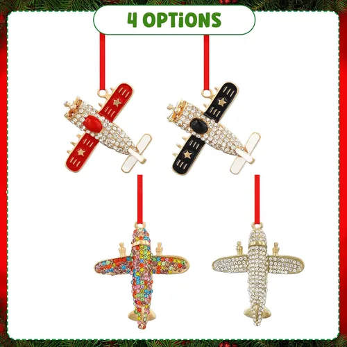 Miniatura 7 de WaaHome Adornos de Navidad de avión de metal 2025, adorno de recuerdo de avión plateado para decoraciones de árbol de Navidad, adornos únicos