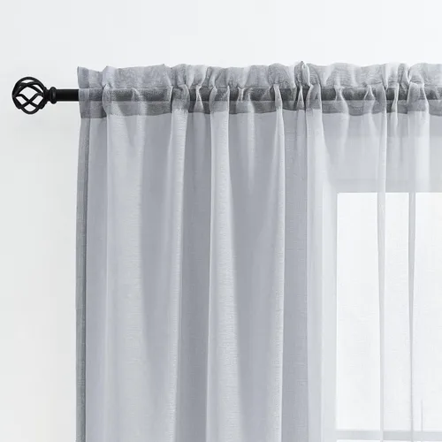 Miniatura 39 de Cortinas para ventana cortinas blancas traslúcidas de 90 pulgadas de largo, 2 paneles de cortinas de tul, paneles de ventana para cortinas de Blanco
