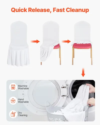 Miniatura 17 de VEVOR 150 fundas blancas para sillas de poliéster y elastano, fundas elásticas para bodas, fiestas, comedor, banquetes, sin pinzas, 150