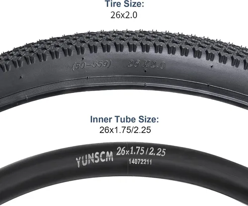 Miniatura 8 de YUNSCM 2 neumáticos de bicicleta de montaña de 26 pulgadas de 26 x 2.0/50-559 compatibles con neumáticos de bicicleta de 26 x 1.95 26 x 2.0 26 x