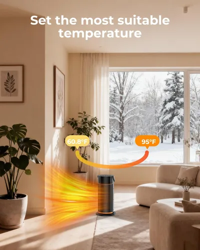 Miniatura 4 de Calentador de espacio: calentadores de espacio portátiles de 1500 W para uso en interiores, calentador eléctrico de cerámica PTC con control remoto