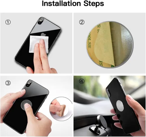 Miniatura 7 de Juego de 16 placas de metal de repuesto para soportes magnéticos de teléfono de coche, pared, soportes de ventilación de aire, estuches, imanes. Kit