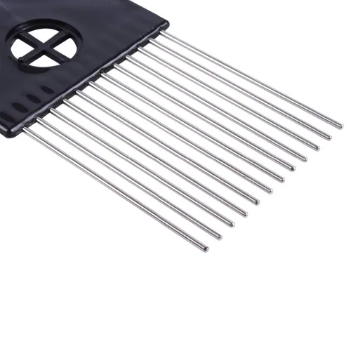 Miniatura 9 de Peines de metal para el cabello, 3 unidades, peine de púas afro, peine de dientes anchos, peine para peluquería, herramienta de peinado