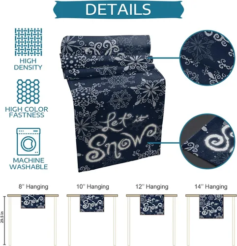 Miniatura 7 de Christmas Table Runner Snowflake Winter Holiday Table Runners for Christmas Non-Slip Teal Blue Dinner Runner Party Decorations 13x36 Inch