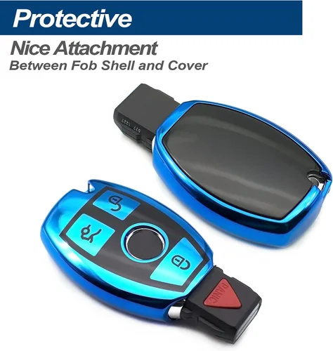 Miniatura 2 de Compatible con Mercedes Benz C E S G M CLS CLK G R Class Sprinter 300 Series Smart TPU Funda para Llavero Remoto, Estuche Protector con Guante