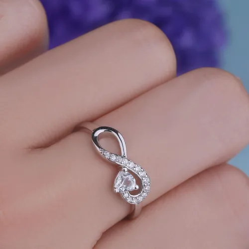 Miniatura 3 de Anillo Jo Wisdomo de compromiso. de plata esterlina, con corazón e infinito, anillo de amistad, para ella